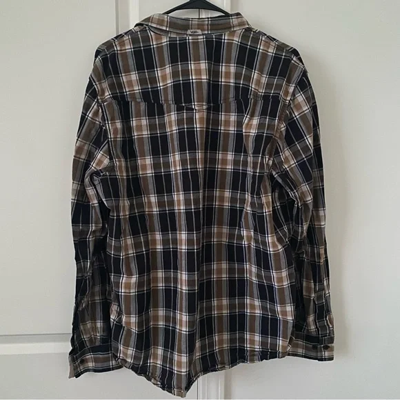 Vans Off The Wall Men’s Large Gold Black Plaid Long Sleeves Button Up Shirt - Picture 2 of 7